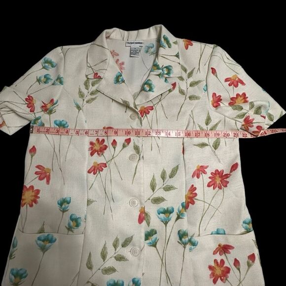 Vintage Alfred Dunner Short Sleeve Cream Floral Jacket - Picture 7 of 9